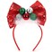 Ecuupas Christmas Headband Bow Hairband Red Shinny Glitter Green Bell Bowknot Headdress Design for Women Girls Kids Winter Head Wear Gifts Happy New Years Head Accessories