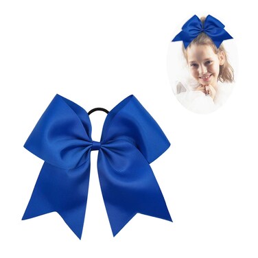 CN Large Cheer bow 8" Girls Ponytail Holders Jumbo Teams Cheerleaders Hair Bows Competition Sports Elastic Hair Ties Accessories (Blue)