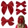 DEEKA 4 PCS Red Velvet Hair Bows 3 Styles 5" &amp; 4" Handmade Hair Bow set for Toddler Girls Alligator Hair Clips Knot Bows Hair Accessories for Little School Girls (Red)