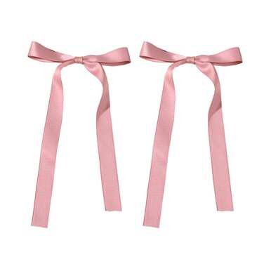 Hair Ribbons for Women 2pcs Bow Hair Clips Long Ribbon Bowknot Barrettes Princess Hairpins for Kids Lolita Girl Wedding Birthday Baby Shower Party Pink Bows