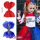 4Pcs Red Blue Ribbon Hair Bows Clips for Girls Independence Day Bow Ties Hairpins Clown Hair Bows Alligator Clips Hair Barrettes Accessories for Kids 4th of July Birthday Party Headpiece