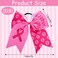 Whaline 8Pcs Large Cheerleading Hair Accessories with Pink Ribbon, Elastic Ponytail Holders - Breast Cancer Awareness Costume Decoration