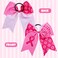 Whaline 8Pcs Large Cheerleading Hair Accessories with Pink Ribbon, Elastic Ponytail Holders - Breast Cancer Awareness Costume Decoration