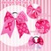 Whaline 8Pcs Large Cheerleading Hair Accessories with Pink Ribbon, Elastic Ponytail Holders - Breast Cancer Awareness Costume Decoration