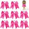 Whaline 8Pcs Large Cheerleading Hair Accessories with Pink Ribbon, Elastic Ponytail Holders - Breast Cancer Awareness Costume Decoration