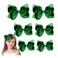 Green Hair Bow For Girls and Toddler - 6 pcs Green bows clips 6 inch &times;2, 4 inch &times;2, 3 inch &times;2