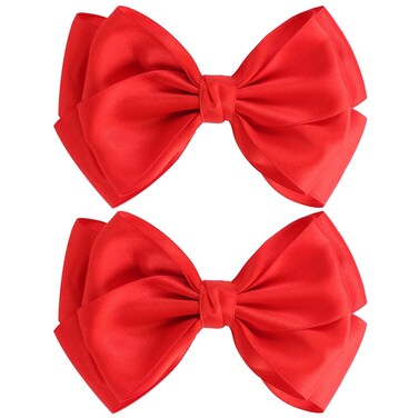 Large Big 6 Inch Hair Bows for Girls Thick Ribbon Boutique Alligator Clips Hair Accessories for Baby Girls Toddlers Kids Teens 2 PCS (Red)