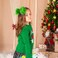 Large Green Furry Hair Bow with Red Heart Women Girls Costume Accessories Christmas Hair Clip Tree Decorations