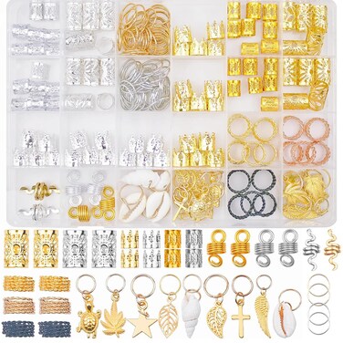 189 Pieces of Dreadlock Jewelry, Beads for Hair Braids, Hair Jewelry for Braids, Metal and Gold Braid Rings, Cuffs, and Clips for Men Women