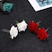 AKOAK 2 Pcs Bride Rose Floral Pin Elegant Red Bridal Hairpin Imitation White Rose U-Shaped Hair Fork Wedding Hair Accessories Fabric (White)