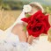 AKOAK 2 Pcs Bride Rose Floral Pin Elegant Red Bridal Hairpin Imitation White Rose U-Shaped Hair Fork Wedding Hair Accessories Fabric (White)