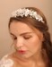 Jumwrit Rhinestone Tiara Headband Pearl Wedding Crown Crystal Leaf Headband Bridal Headpiece Handmade Wedding Hair Accessories for Women Brides (Silver)