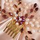 Kercisbeauty Dark Red Crystal Rhinestones Hair Comb for Women Wedding Bridal Gold Headpiece Boho Handmade Hair Jewelry (Burgundy Wine)