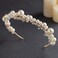 JWICOS Gold Bridal Headband Pearl Tiara for Women Rhinestone Wedding Hair Accessories for Brides and Bridesmaid Headpieces for Prom Pageant Birthday Party (Gold)