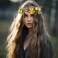 Vivivalue Women Flower Crown Girl Flower Headband Hair Wreath Floral Headpiece Halo Boho with Ribbon Wedding Party Festival Photos