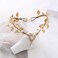 Vivivalue Golden Fairy Crown Flower Headband Elf Floral Headpiece Hair Wreath Woodland Forest Even Circlet for Women Girls Halloween Renaissance Wedding Bridal Cosplay Prom Photo