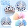 4Pcs Crown Bow Hair Clip Diamond Hair Pin Princess Headband Ribbon Cute Metal Snap Sparkly Tiara Gradient Rhinestone Side Hair Barrette Mini Headdress Styling Accessories for Halloween Christmas Party