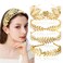 5 PCS Greek Goddess Leaf Headband for Bride, Golden Roman Laurel Leaf Branch Crown Bridal Headpiece Wedding Hairband for Women Tiara Costume Hair Accessories