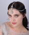 Aimimier Bohemian Crystal Head Chain Rhinestone Teardrop Forehead Chain Belly Dancer Jewelry Wedding Headpiece Prom Party Festival Hair Accessories for Women (Silver)