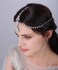 Aimimier Bohemian Crystal Head Chain Rhinestone Teardrop Forehead Chain Belly Dancer Jewelry Wedding Headpiece Prom Party Festival Hair Accessories for Women (Silver)