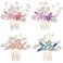 inSowni 4 Pack Gold Metal Glitter Rhinestones Pearls Decorative Butterfly Flower Wedding Bridal Hair Side Combs Slides Headpieces Hair Bun Chignon Updo Accessories for Women Girls Brides Bridesmaids