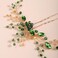 Kercisbeauty Green Emerald Crystal Hair Piece for Wedding Brides Women and Girls Handmade Gold Hair Jewelry for Special Occasion Hair Deco Collection (Green)