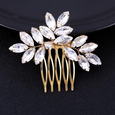 Foyte Wedding Hair Comb Crystal Bridal Headpieces Rhinestone Hair Pieces Bridesmaid Side Combs Hair Accessories for Women and Girls (gold)
