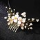 JONKY Flower Bride Wedding Hair Comb Pearl Hair Pieces Gold Leaf Headpieces Bridal Hair Accessories for Women