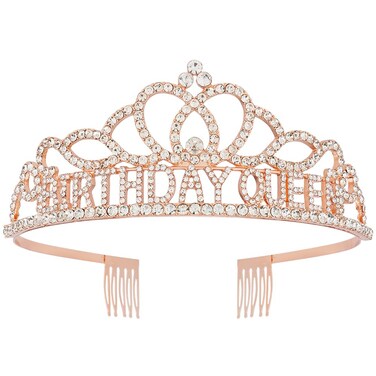 AOPRIE Diane Birthday Queen Crowns for Women Rose Gold Tiaras for Girls Crowns for Girls Rhinestone Crystal Decor Headband