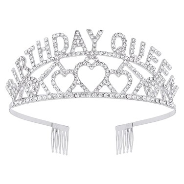 AOPRIE Birthday Tiara for Women Silver Birthday Queen Headband Happy Birthday Tiara and Crown for Women Rhinestone Crystal Decor