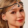 Tgirls Crystal Head Chain Black Rhinestone Layered Headpiece Vintage Head Chain Jewelry for Women