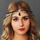 Tgirls Crystal Head Chain Black Rhinestone Layered Headpiece Vintage Head Chain Jewelry for Women