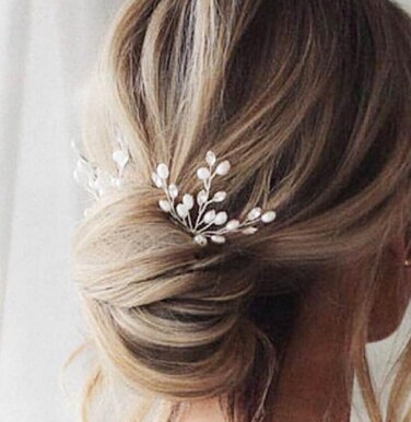 Earent Rhinestone Bride Wedding Hair Pins Silver Pearl Hair Piece Crystal Bridal Hair Accessories for Women (Pack of 3) (A-Silver)