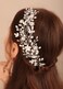 Bridal Silver Flower Leaves Hair Vine Pearls Crystal Beads Headpiece Silver Wedding Hair Accessories for Bridal Women and Grils