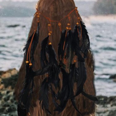 CAKURE Boho Feather Headband Feather Headpiece Hippie Headpiece Gypsy Accessories for Women (Type F)