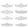 Cinaci 8 Pack Silver Metal Sparkly Glitter Rhinestone Crown Headbands Wedding Prom Birthday Party Princess Hair Tiaras Clasps Accessories for Kids Girls Teens Women Brides