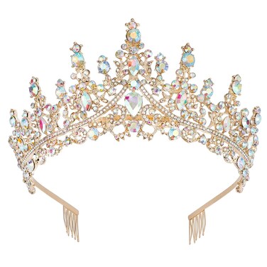 CURASA AB Gold Crowns for Women Princess Tiara for Girls Crystal Birthday Crown Wedding Tiara for Bride Gold Headpiece for Women Birthday, Wedding,Halloween,Cosplay Party and Homecoming