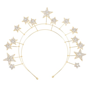 Beaupretty Star Headpiece Rhinestone Wedding Headdress Halo Crown Headband Hair Accessory for Women Golden