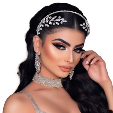 JHOO Bride Headpieces for Wedding Diamond Wedding Headband Silver Rhinestone Leaf Shape Hair Accessory(silver)