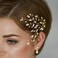Evild Bridal Hair Pins Flower Bride Headpieces Pearls Hair Clips Crystal Wedding Hair Accessories for Brides and Bridesmaids(Pack of 3) (Gold)