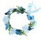 Butterfly Flower Crown for Women Girls Boho Fairy Flower Headband Crown Wedding Bridal Floral Headpiece Hair Wreath with Butterfly Hair Clips Blue