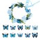 Butterfly Flower Crown for Women Girls Boho Fairy Flower Headband Crown Wedding Bridal Floral Headpiece Hair Wreath with Butterfly Hair Clips Blue