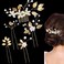 5 Pieces Wedding Hair Pins Gold Leaf Headpiece Crystal Pearl Flower Hair Pins Vintage Hair Accessories for Brides Bridesmaids Women and Girls