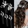 5 Pieces Bride Hair Pins Rhinestones Hair Accessories for Women Crystal Wedding Hair Piece for Bride Women Girls Bridesmaids (Silver)