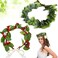 Yilloog 2 Pieces Christmas Flower Laurel Crown Hawaiian Headpiece for Women Berry Leaf Crown Boho Bridal Green Crown Artificial Leaf Headband Beach Hair Wreath for Wedding Festival, 2 Styles