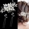 Wedding Hair Accessories, 1 Pcs Crystal Pearl Comb with 2 Pcs Rhinestone Hair Pins, Pearl Flower Silver, for Bride Bridesmaids Flower Girls