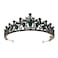 Green Queen Crown for Women, Wedding Tiara for Bride, Rhinestone Tiaras and Crowns, Crystal Costume Hair Accessories for Birthday Prom Pageant Prom Celebration
