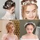 LAPOHI 2 Pieces Wedding Flower Headpieces, Pink Adjustable Hairband with Rhinestones, Pearl, Fairy Crown, Tiara for Girls, Women, Flower Girls, Bridesmaids