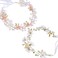 LAPOHI 2 Pieces Wedding Flower Headpieces, Pink Adjustable Hairband with Rhinestones, Pearl, Fairy Crown, Tiara for Girls, Women, Flower Girls, Bridesmaids