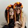 Flower Crown Day of the Dead Rose Headbands Skull Floral Crown Mexican Headpiece with Ribbon for Women Girls Red Black Orange